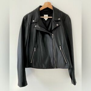 GAP Black Vegan Leather Biker Jacket